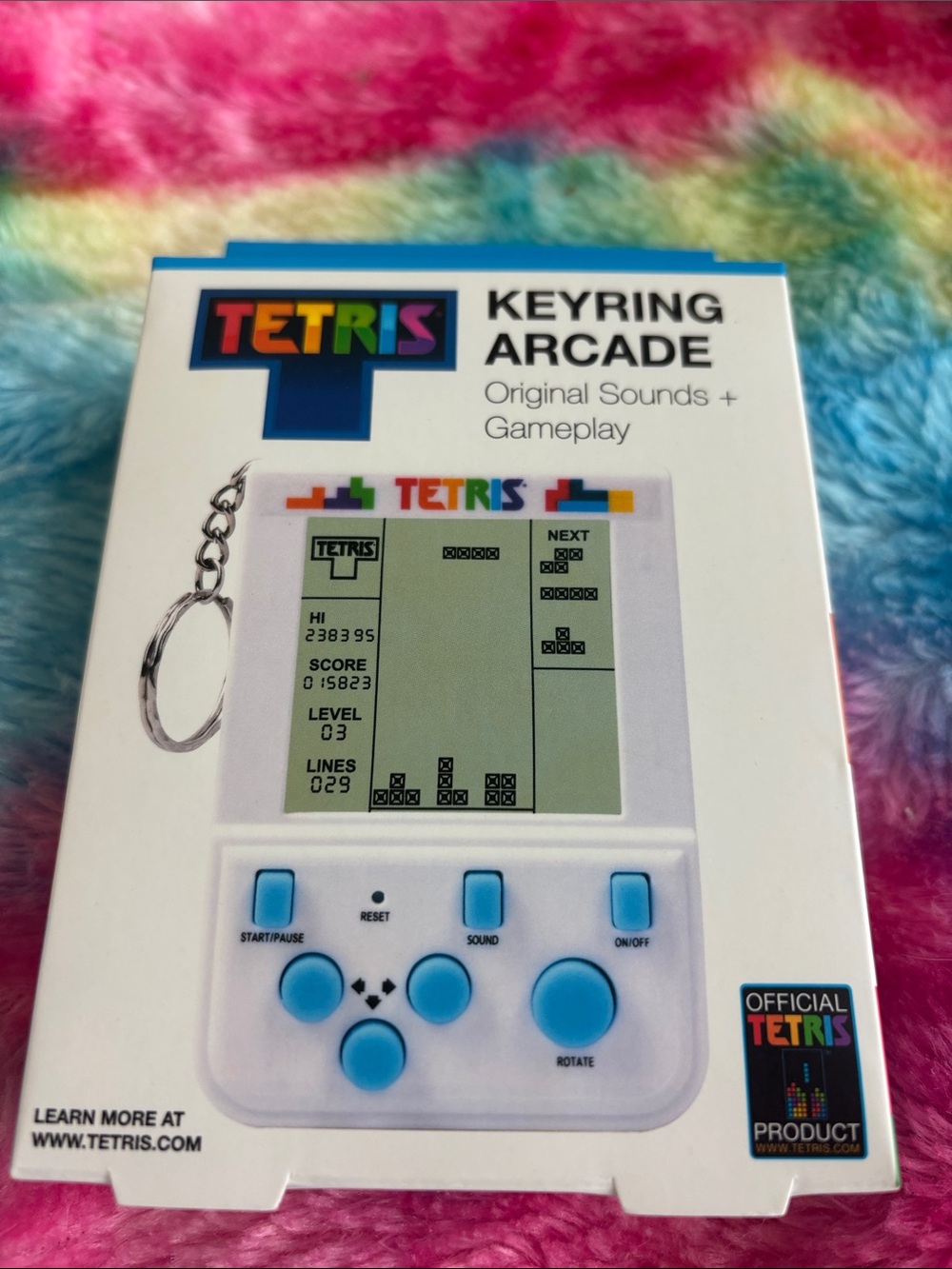 Keyring Tetris Arcade Handheld Game - White